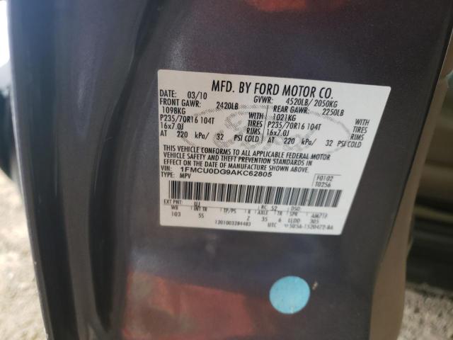 Photo 10 from auction – 2010 FORD ESCAPE XLT with VIN 1FMCU0DG9AKC62805