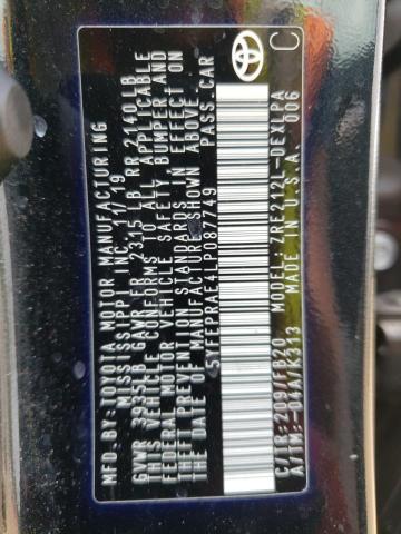 Photo 10 from auction – 2020 TOYOTA COROLLA LE with VIN 5YFEPRAE4LP087749