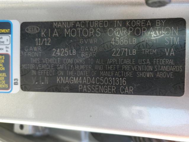 Photo 10 from auction – 2012 KIA OPTIMA HYB with VIN KNAGM4AD4C5031316