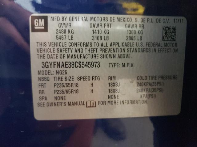 Photo 10 from auction – 2012 CADILLAC SRX LUXURY with VIN 3GYFNAE38CS545973