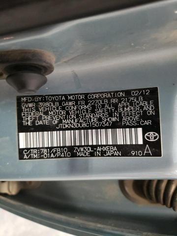 Photo 10 from auction – 2012 TOYOTA PRIUS with VIN JTDKN3DU8C1507347