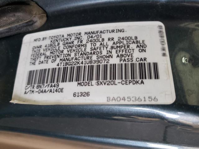 Photo 10 from auction – 2001 TOYOTA CAMRY CE with VIN 4T1BG22K41U839072