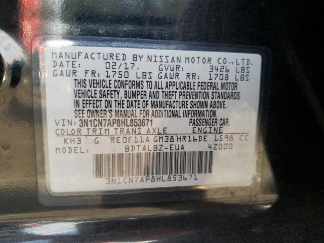 Photo 10 from auction – 2017 NISSAN VERSA S with VIN 3N1CN7AP8HL853671