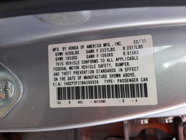 Photo 10 from auction – 2011 HONDA ACCORD LX with VIN 1HGCP2F31BA096838
