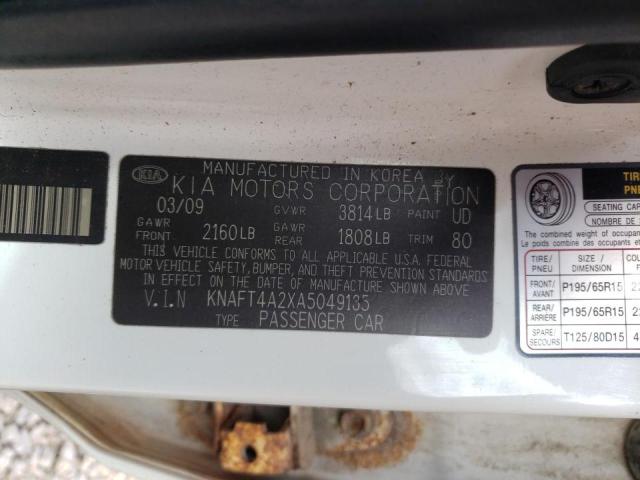 Photo 10 from auction – 2010 KIA FORTE LX with VIN KNAFT4A2XA5049135