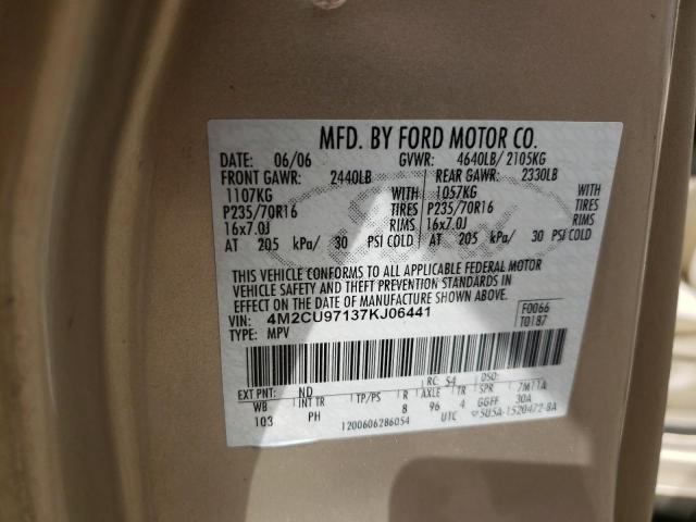 Photo 10 from auction – 2007 MERCURY MARINER PR with VIN 4M2CU97137KJ06441