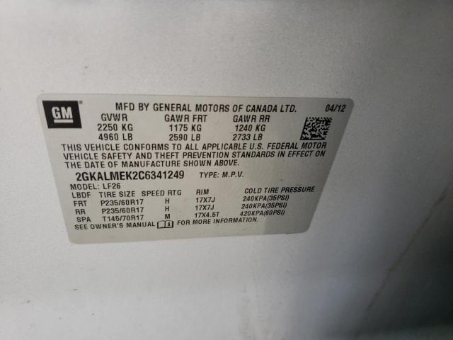 Photo 10 from auction – 2012 GMC TERRAIN SL with VIN 2GKALMEK2C6341249