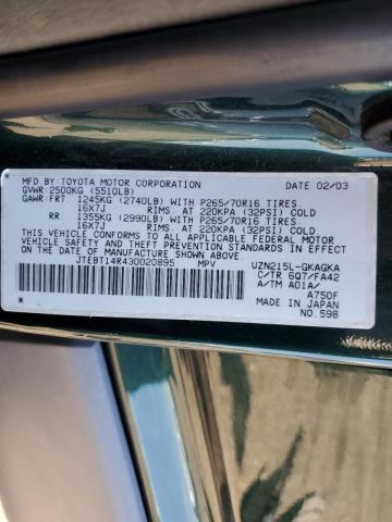 Photo 10 from auction – 2003 TOYOTA 4RUNNER SR with VIN JTEBT14R430020895