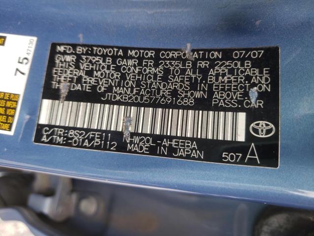 Photo 10 from auction – 2007 TOYOTA PRIUS with VIN JTDKB20U577691688