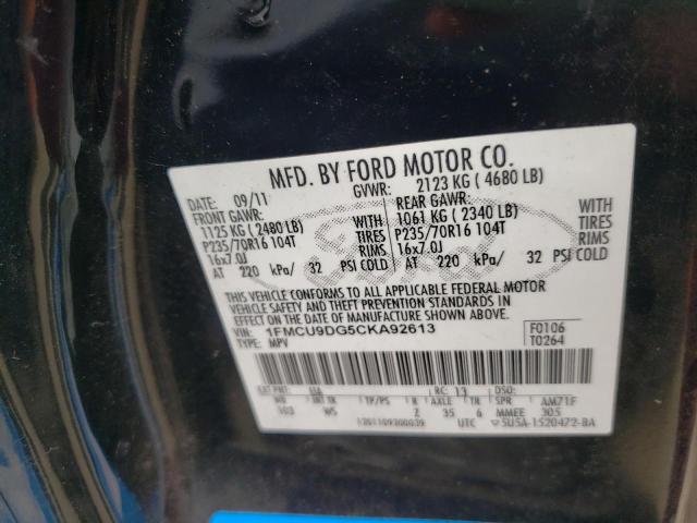 Photo 10 from auction – 2012 FORD ESCAPE XLT with VIN 1FMCU9DG5CKA92613
