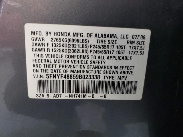 Photo 10 from auction – 2009 HONDA PILOT TOUR with VIN 5FNYF48859B023338