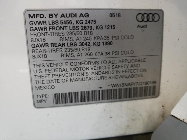 Photo 10 from auction – 2018 AUDI Q5 PREMIUM with VIN WA1BNAFY7J2180199