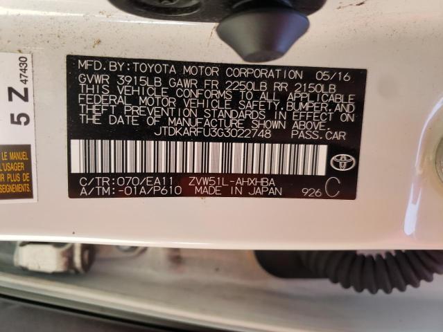 Photo 10 from auction – 2016 TOYOTA PRIUS with VIN JTDKARFU3G3022748