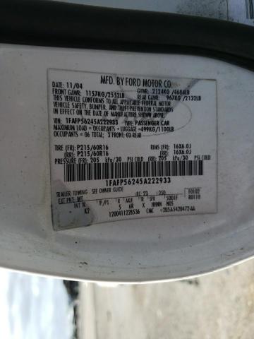 Photo 10 from auction – 2005 FORD TAURUS SEL with VIN 1FAFP56245A222933