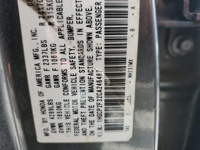 Photo 10 from auction – 2012 HONDA ACCORD LX with VIN 1HGCP2F32CA246487