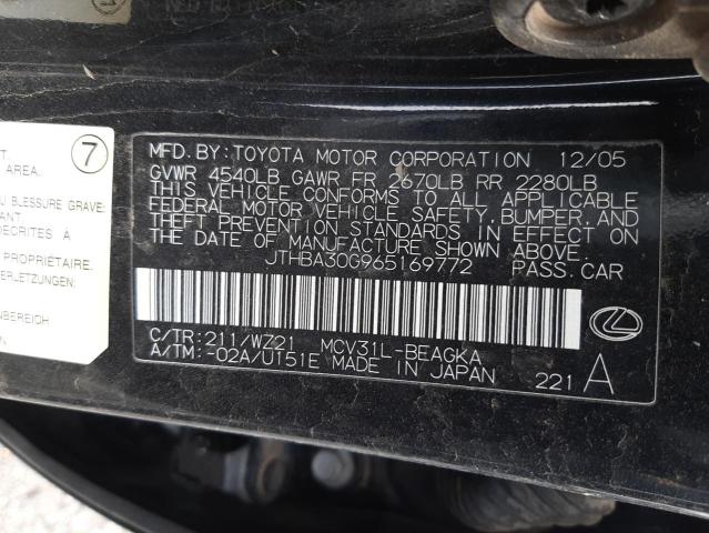 Photo 10 from auction – 2006 LEXUS ES 330 with VIN JTHBA30G965169772