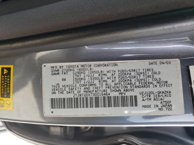 Photo 10 from auction – 2003 LEXUS GX 470 with VIN JTJBT20X730016464
