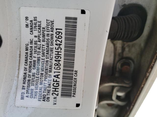 Photo 10 from auction – 2009 HONDA CIVIC with VIN 2HGFA16849H542691