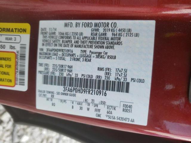 Photo 10 from auction – 2015 FORD FUSION SE with VIN 3FA6P0HD9FR210916