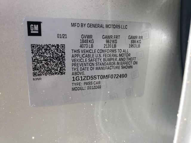 Photo 10 from auction – 2021 CHEVROLET MALIBU LT with VIN 1G1ZD5ST0MF072490