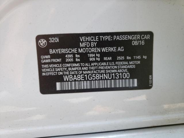 Photo 10 from auction – 2017 BMW 320 I with VIN WBA8E1G58HNU13100