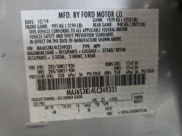 Photo 10 from auction – 2020 FORD ECOSPORT T with VIN MAJ6S3KL4LC349331