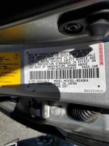 Photo 10 from auction – 2002 LEXUS ES 300 with VIN JTHBF30G020063655