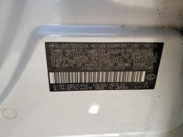 Photo 10 from auction – 2016 LEXUS IS 200T with VIN JTHBA1D21G5010572