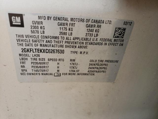 Photo 10 from auction – 2012 GMC TERRAIN SL with VIN 2GKFLTEKXC6267630