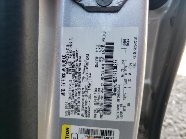 Photo 10 from auction – 2015 FORD FUSION SE with VIN 3FA6P0HD6FR138377
