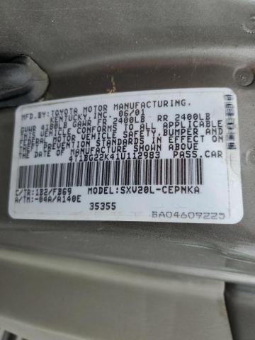 Photo 10 from auction – 2001 TOYOTA CAMRY CE with VIN 4T1BG22K41U112983