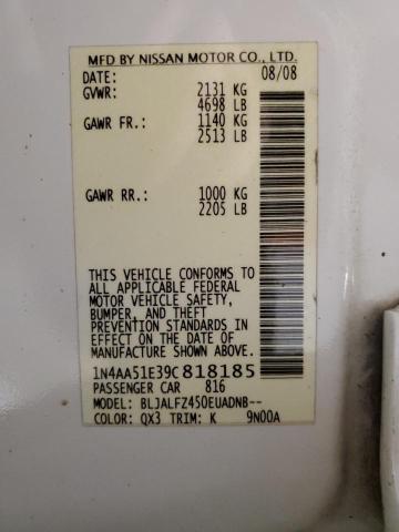 Photo 10 from auction – 2009 NISSAN MAXIMA S with VIN 1N4AA51E39C818185