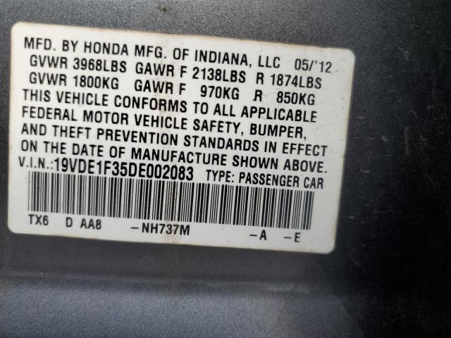 Photo 10 from auction – 2013 ACURA ILX 20 with VIN 19VDE1F35DE002083