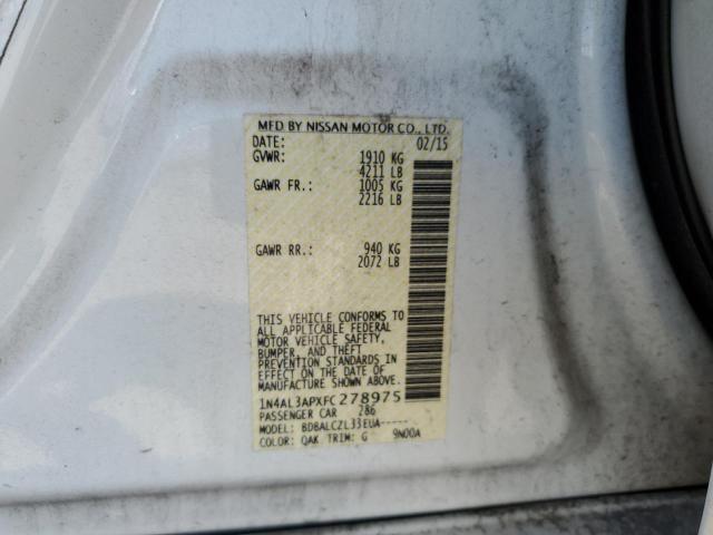 Photo 10 from auction – 2015 NISSAN ALTIMA 2.5 with VIN 1N4AL3APXFC278975