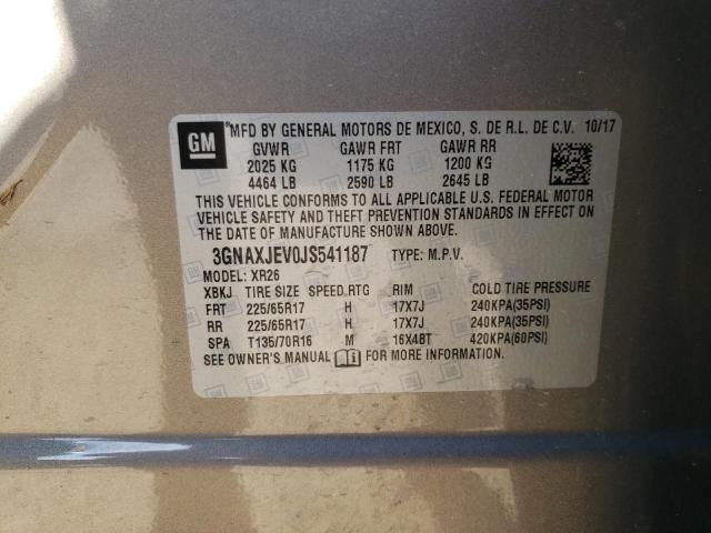 Photo 10 from auction – 2018 CHEVROLET EQUINOX LT with VIN 3GNAXJEV0JS541187