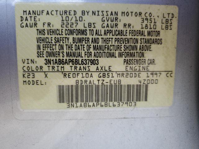 Photo 10 from auction – 2011 NISSAN SENTRA 2.0 with VIN 3N1AB6AP6BL637903