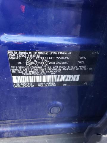 Photo 10 from auction – 2015 TOYOTA RAV4 XLE with VIN 2T3RFREV2FW332315