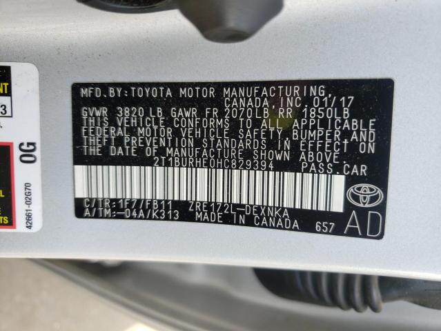 Photo 10 from auction – 2017 TOYOTA COROLLA L with VIN 2T1BURHE0HC829394