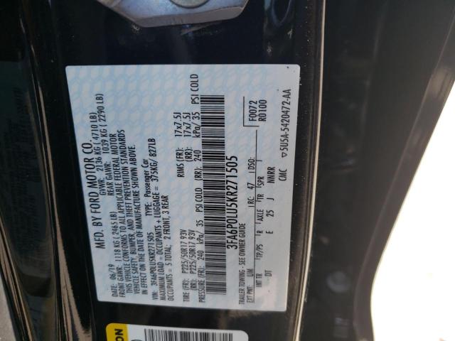 Photo 10 from auction – 2019 FORD FUSION SE with VIN 3FA6P0LU5KR271505