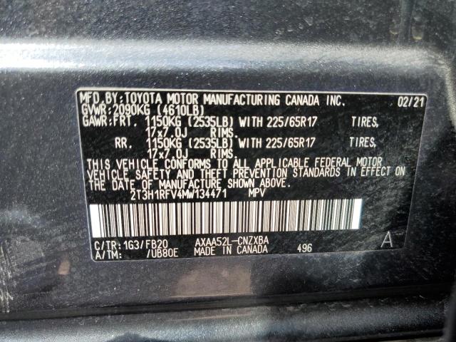 Photo 10 from auction – 2021 TOYOTA RAV4 LE with VIN 2T3H1RFV4MW134471