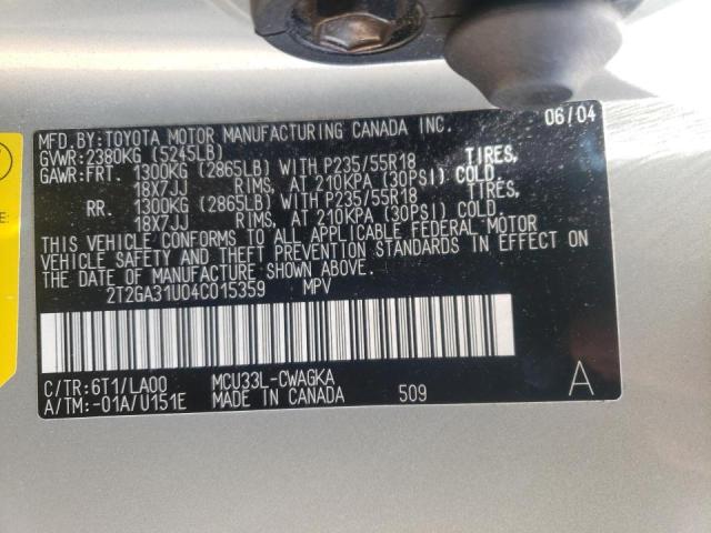 Photo 10 from auction – 2004 LEXUS RX 330 with VIN 2T2GA31U04C015359