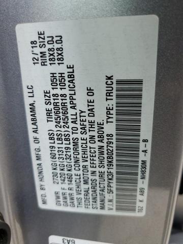 Photo 10 from auction – 2019 HONDA RIDGELINE with VIN 5FPYK3F19KB027918