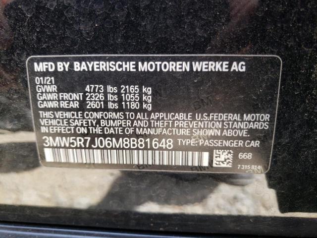 Photo 10 from auction – 2021 BMW 330XI with VIN 3MW5R7J06M8B81648