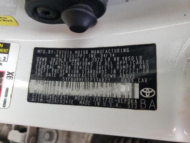 Photo 10 from auction – 2014 TOYOTA COROLLA L with VIN 5YFBURHE0EP114871