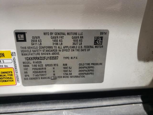 Photo 10 from auction – 2015 GMC ACADIA SLT with VIN 1GKKRRKD2FJ183587