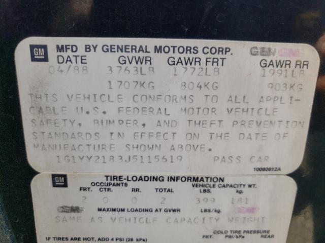 Photo 10 from auction – 1988 CHEVROLET CORVETTE with VIN 1G1YY2183J5115619