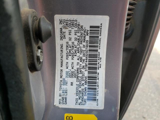 Photo 10 from auction – 2002 TOYOTA SEQUOIA SR with VIN 5TDBT44A92S074639