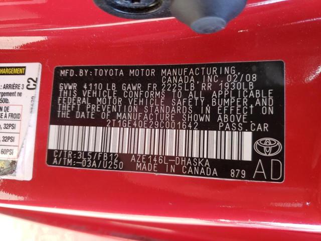 Photo 10 from auction – 2009 TOYOTA COROLLA MA with VIN 2T1GE40E29C001642