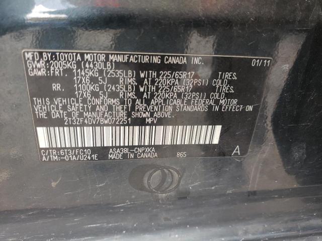 Photo 10 from auction – 2011 TOYOTA RAV4 with VIN 2T3ZF4DV7BW072251