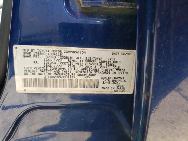 Photo 10 from auction – 2003 TOYOTA RAV4 with VIN JTEGH20V436011871